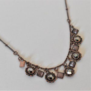 Lia Sophia Rose Gold Tone Crystal Charm Necklace